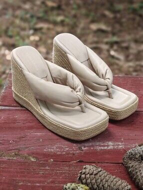 Paloma Barcelo "TESS" Tan Wedge Sandals